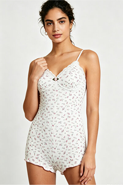 Generic One-piece Cute Women Floral Printed Bodysuit Romantic Lace Slip Dress...