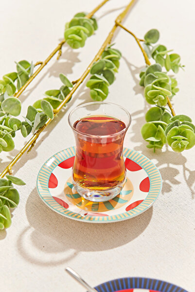 Paşabahçe Kırmızı Sunflower Porselen Çay Tabağı
