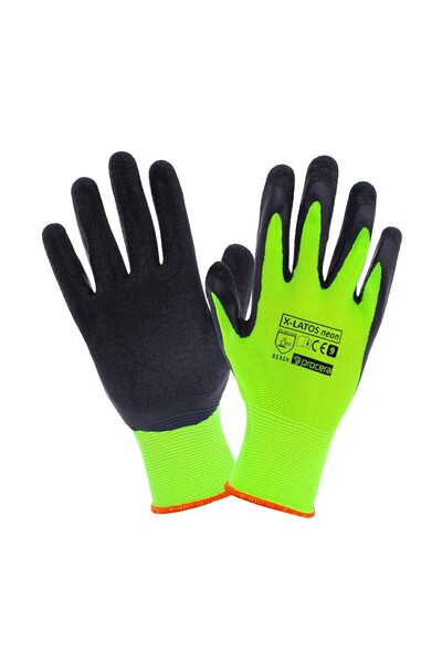 Procera Protective gloves, high grip polyester, X-LATOS NEON, 9