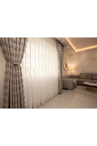 NİVEMESHOME ستارة من التول المطوي من EFSUN EKRU 1/3