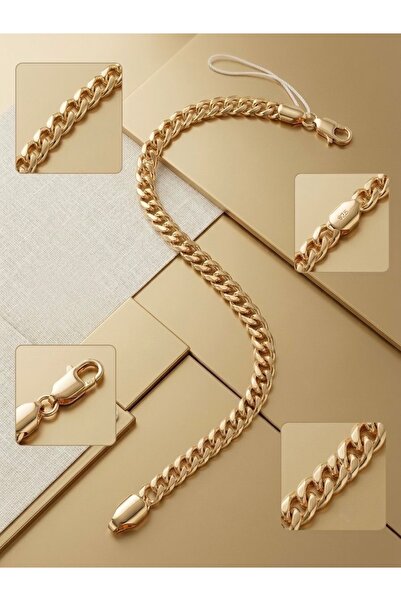 JEWELRY 14K Altın Kaplama Gurmet Zincir Bileklik - Modern Tasarım