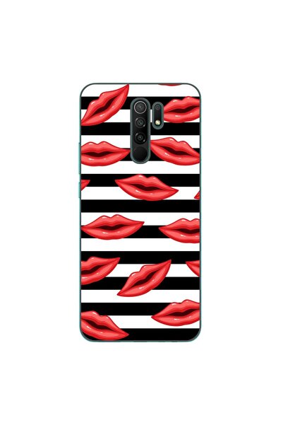 OEM Case compatible with Xiaomi Redmi 9 Silicone Gel Tpu Pattern Striped Kisses