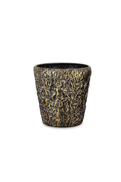 DecoDepot Ceramic flower pot, gold/brown, 30x26x26 cm