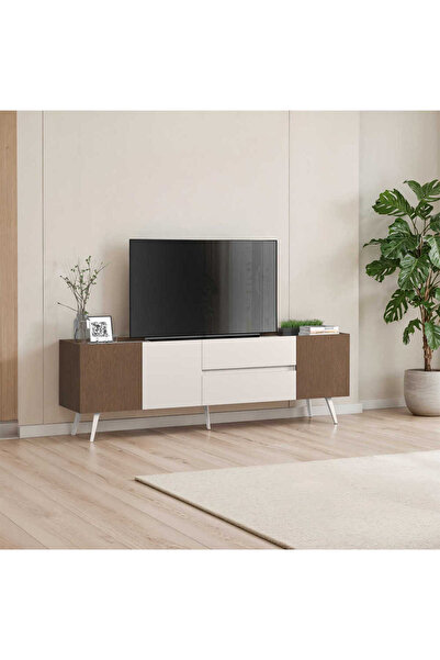 Adore Mobilya Milano 3 Kapaklı 2 Çekmeceli Tv Ünitesi - Vizon/Zebra 210x66x44 cm
