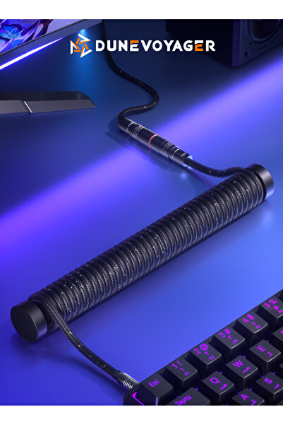 DuneVoyager DV-AC1 Coiled Aviator Keyboard Cable USB-C to USB-A, TPU Mechanic...