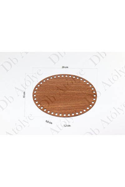 Db Atölye Elips Rattan örgü plakası 15x20 cm Ceviz renk - rattan sepet altlığ...
