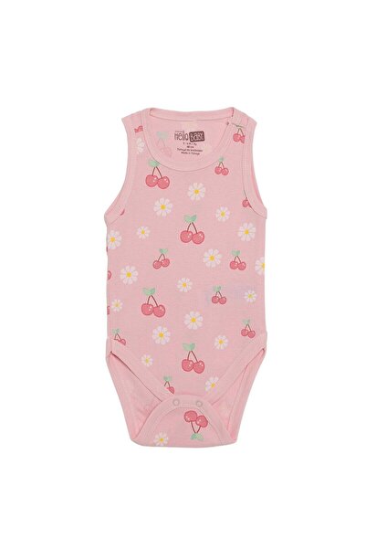 ebebek Hello Baby HelloBaby Kız Bebek Body Kiraz Baskılı Çıtçıtlı Bisiklet Yaka Atlet