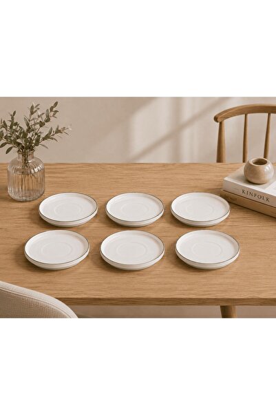 Kütahya Porselen Bone Desire Tea Plate 12cm Platinum Gilded Set of 6