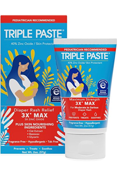 Triple Paste 3X Max Diaper Rash Ointment, Ultra-Strength Zinc Oxide Ointment ...