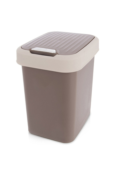 Orion Coș de gunoi din plastic maro cu capac batant de 12L