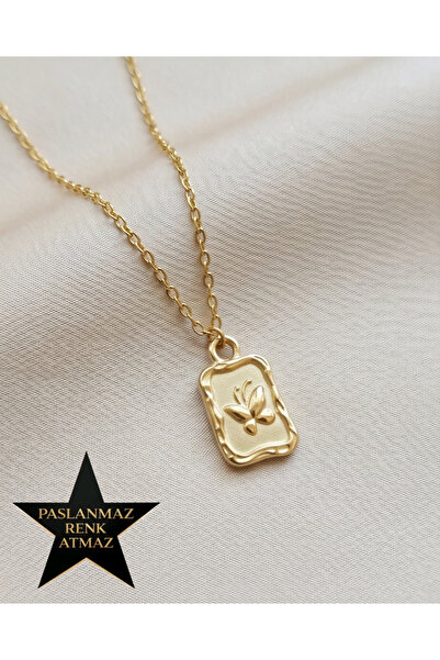 stainles steel 316L Steel Gold Plated Butterfly Women's Necklace 40 +5 cm Ext...