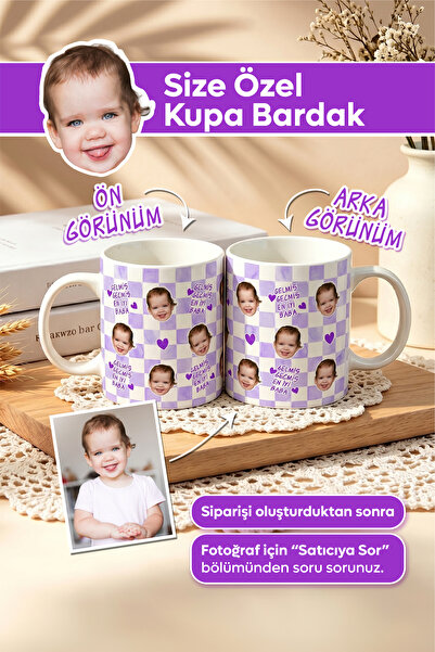 Dekopix Kişiye Özel Yüz Baskılı Kupa Bardak | Fotoğraflı Kahve Kupası | Anne,...