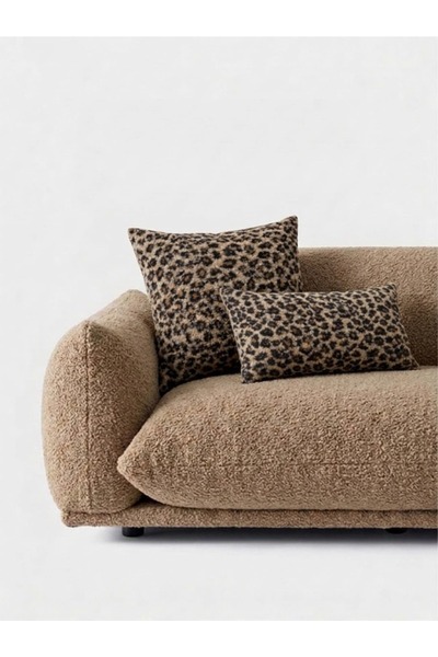 MOJEA Leopar Teddy Yumuşak Dokulu Dekoratif Kırlent Kılıfı