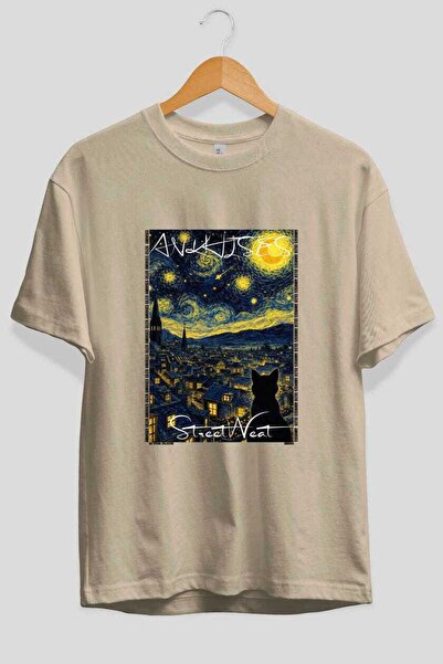 Ankhises Μπλουζάκι  "For the Love of Cats " με 45 σχέδια γάτας, μπεζ χρώμα, o...