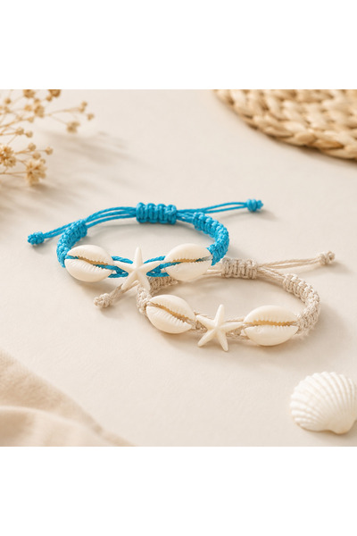 OEM Set de 2 brățări cu scoici și stele de mare – Reglabile