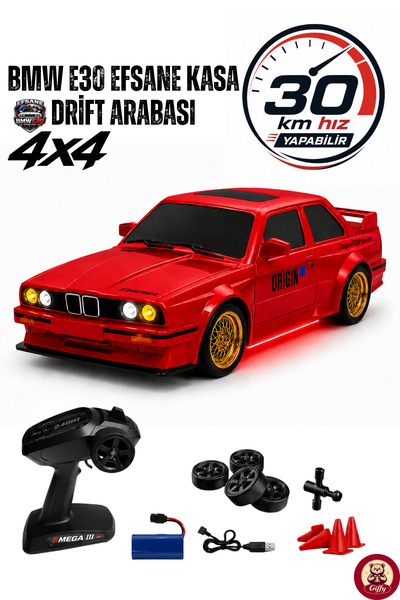 giffy Uzaktan Kumandalı BMW E30 Drift Arabası Retro Efsane Kasa 30 KM/H Sürat...