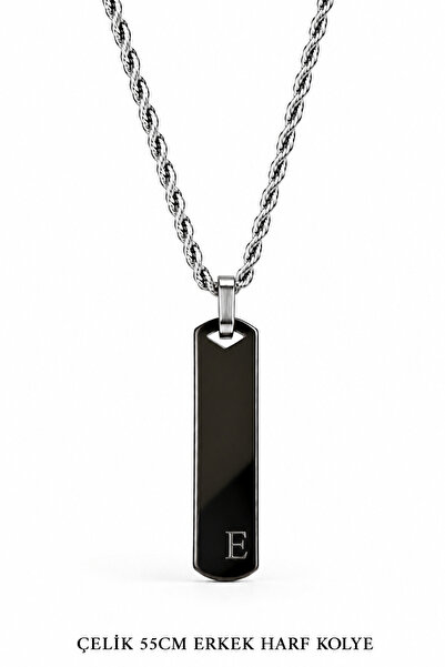 Jack Ferrero Letter E Steel Men's Necklace / 55 cm