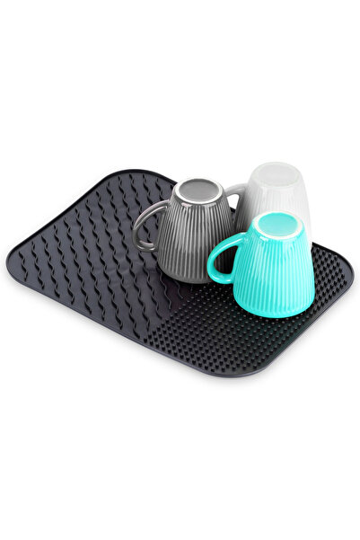 Orion Covoraș de uscare vase din silicon negru 34x26.5 cm