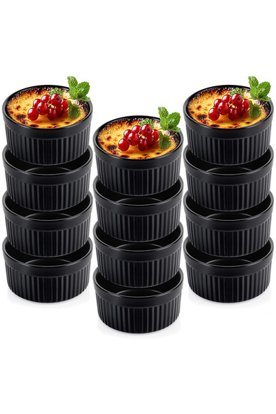 Orion Boluri ceramice negre pentru copt, 260 ml, set de 12