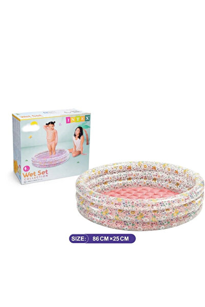 Intex مسبح أطفال إنتكس (Intex) دائري بنقشة الزهور - 3 حلقات - مقاس 86 سم × 25...