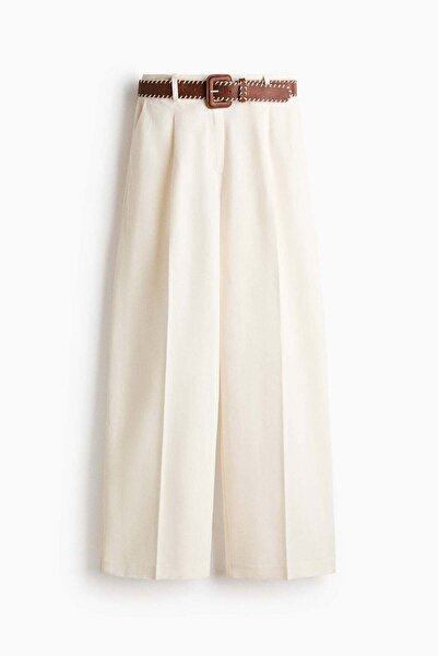 H&M Belted linen-blend trousers