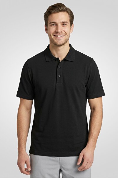 Greg Norman Men Sportswear Fit Short Sleeve Outdoor Polo Shirt, Black
