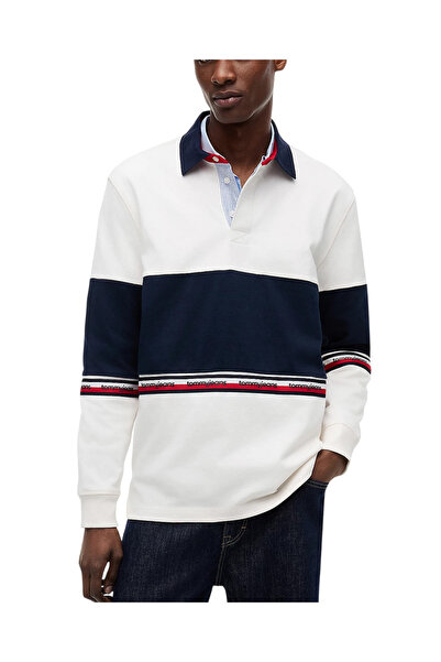 Tommy Hilfiger Ανδρική Μακρυμάνικη Polo Μπλούζα Off White Tommy Jeans DM0DM23...