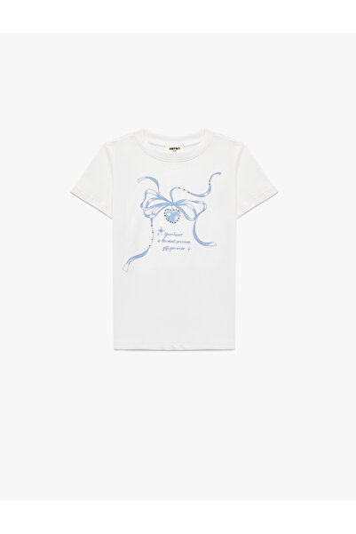 Koton Crew Neck Short Sleeve Cotton Printed T-Shirt