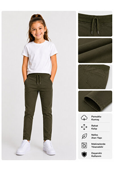 AJN Çocuk Okul Pantolonu Keten Kız Erkek Unisex