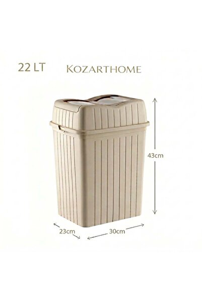 kozarthome سلة مهملات بلاستيكية سعة 22 لتر بغطاء متأرجح للمطبخ توضع تحت الطاولة