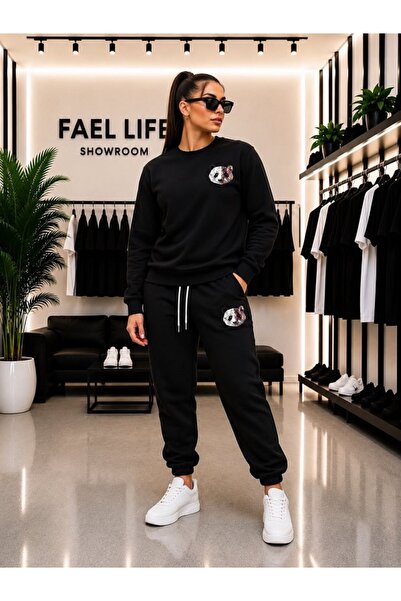 FAEL LİFE SET UNISEX CU GULER LARG ȘI PANTALONI DE TRENING CU IMPRIMEU PANDA ...