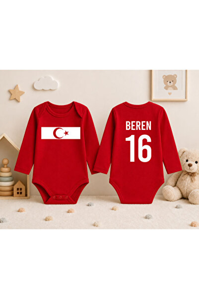 cesita Kişiye Özel İsim Numara Baskılı Milli Takım Bayrak Kırmızı Uzun Kollu ...