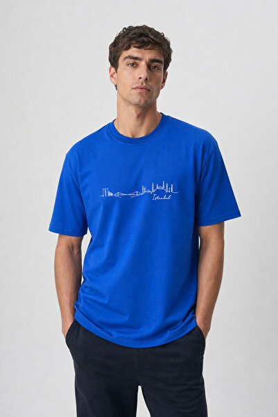 TREND EMMODA Tricou pentru bărbați, cu imprimeu Linear Istanbul Silhouette, c...