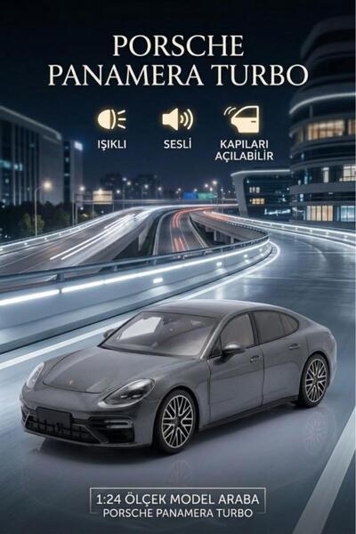 Tıfıl Toys Işıklı Sesli Pilli 1:24 Metal Porsch e Panamera Turbo Kapısı Kaput...