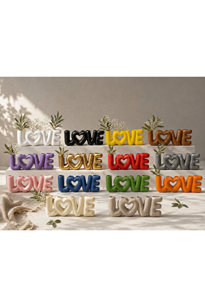 farist مزهرية بتصميم LOVE الزخرفي - إنتاج طباعة ثلاثية الأبعاد - 20x8x3 سم