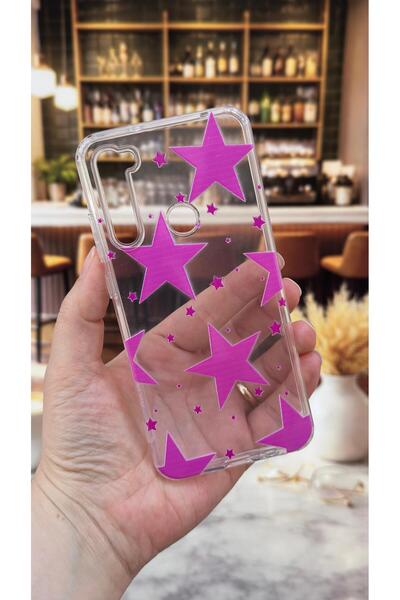 Vip Case Redmi Note 8 Uyumlu Pembe Yıldız Desenli Şeffaf Darbe Emici Kamera K...