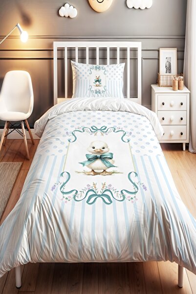 EVPANYA Duck Tale Patterned Single Baby Kids Bedding Set