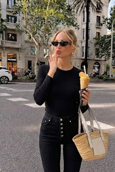 COMBİNE MİCHAİL Γυναικεία μπλούζα Daily Trend σε μαύρο χρώμα και στενή γραμμή