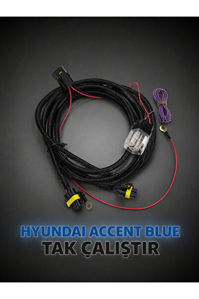 GÜRKAR Hyundai Accent Blue Sis Farı Seti Kablo Tesisatı röle ve Düğme Dahil 2...