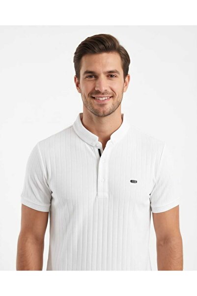 Özeniş Erkek Polo Yaka Slim Fit Çizgili Desen Kaşkorse T-Shirt