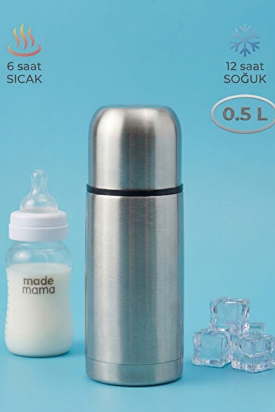 Decopat Çift Kat Paslanmaz Çelik 500 ml Termos Siyah (Çay Kahve Piknik Kamp O...