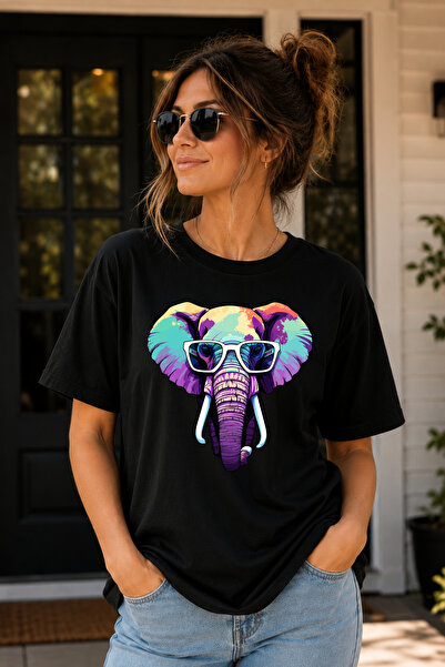 Büşra Çetin Colorful Elephant T-Shirt, Cool Elephant Lover Colorful Tee, 100%...