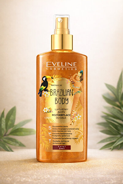 Eveline Iluminator Corporal Brazilian de Lux cu Efect Bronzant Auriu și Parti...