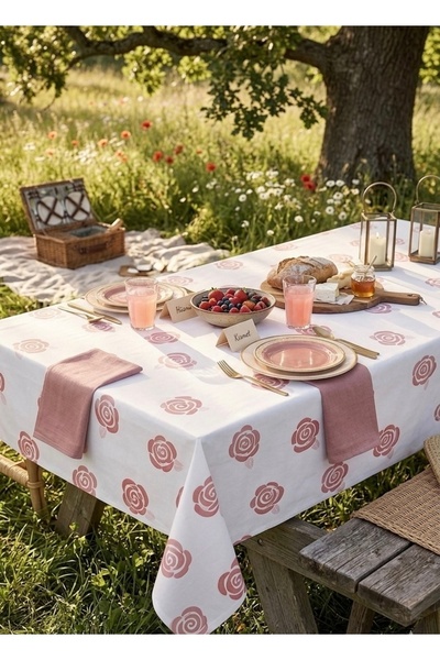 L'Opaline Tek Kullanımlık Kağıt (16 ADET) Masa Örtüsü 100x150 cm Çiçek Desenl...