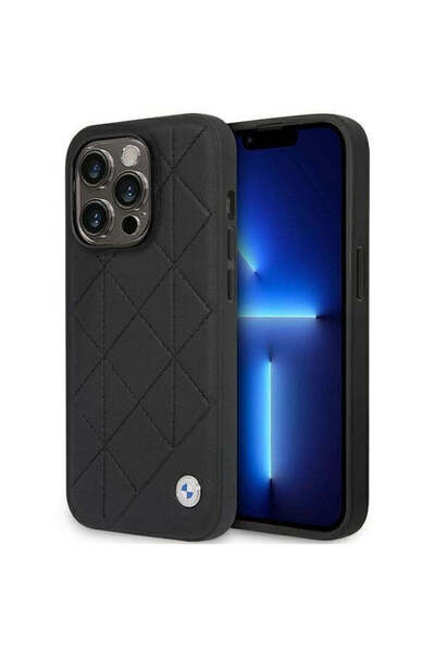 BMW Husă BMHCP14L22RQDK pentru iPhone 14 Pro 6.1 ", negru, piele matlasată