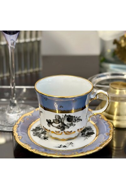 BY.RAYKA PORSELEN El Dekor Sinevo Porcelain Hand-Painted 2-Piece Cup Set