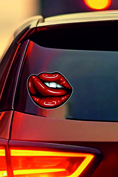 ESLEM Red Lip Car Window Sticker 2 Pieces Tongue Out Lips Auto Decal Set Acce...