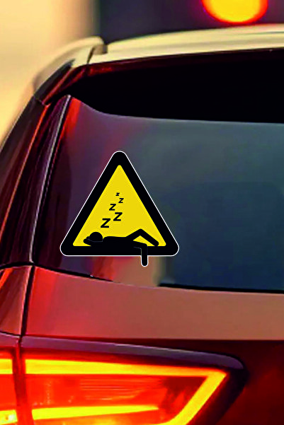 ESLEM Sleepy Car Window Sticker 2 Pcs Traffic Sign Warning Sign Design Funny ...