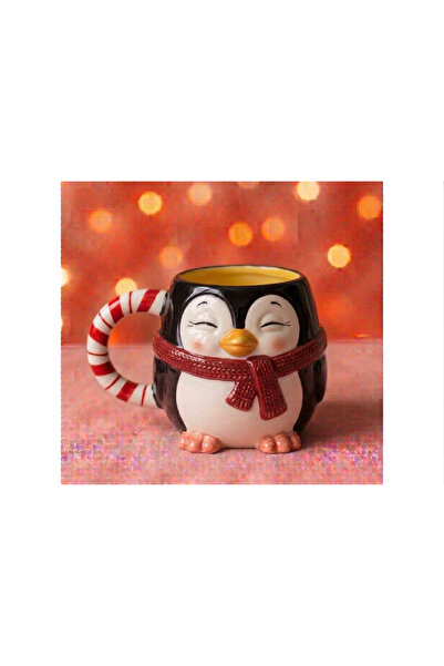 KYA CERA Penguen Kabartmalı El Yapımı Seramik Kupa 3D Özel Tasarım