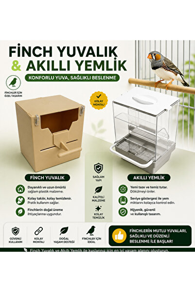 peturunsatis Finch Plastik Yuvalik 10 X 14 X 13 ( Kahve V Agiz ) + Akıllı Yem...